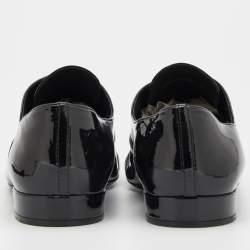 Pre Owned Prada Black Patent Leather Lace Up Oxfords Size 39.5