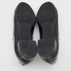 Pre Owned Prada Black Patent Leather Lace Up Oxfords Size 39.5