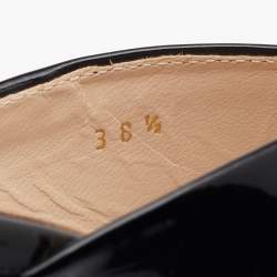 Pre Owned Prada Black Patent Leather Criss Cross Wedge Platform Slide Sandals Size 38.5