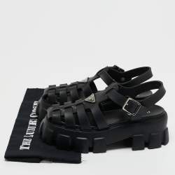 Pre Owned Prada Black Rubber Platform Sandals Size 37