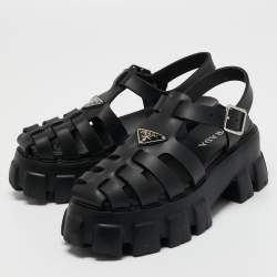 Pre Owned Prada Black Rubber Platform Sandals Size 37