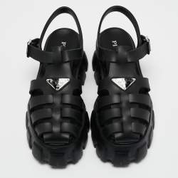 Pre Owned Prada Black Rubber Platform Sandals Size 37