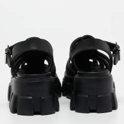 Pre Owned Prada Black Rubber Platform Sandals Size 37