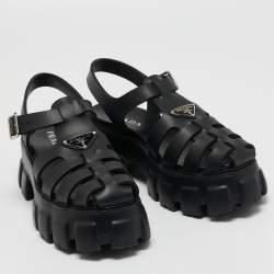 Pre Owned Prada Black Rubber Platform Sandals Size 37