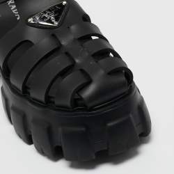 Pre Owned Prada Black Rubber Platform Sandals Size 37