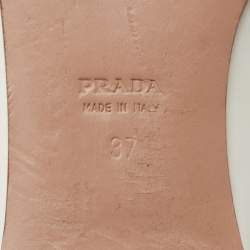 Pre Owned Prada White Leather Studded Smoking Slippers Size 37