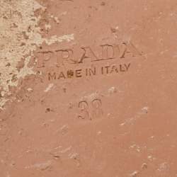 Pre Owned Prada Blue /White Saffiano Leather Slide Sandals Size 38