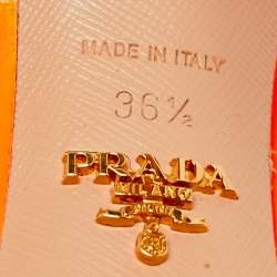 Pre Owned Prada Orange Patent Leather Pointed Toe Pumps Size 36.5