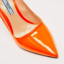 Pre Owned Prada Orange Patent Leather Pointed Toe Pumps Size 36.5