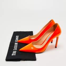 Pre Owned Prada Orange Patent Leather Pointed Toe Pumps Size 36.5