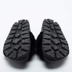 Pre Owned Prada Black Shearling Fur Slide Flats Size 40