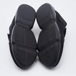 Pre Owned Prada Black Knit Fabric and Rubber Velcro Strap Low Top Sneakers Size 40