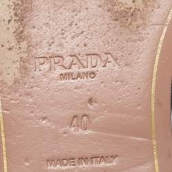 Pre Owned Prada Black Saffiano Patent Leather Crystal Embellished Flat Slide Size 40