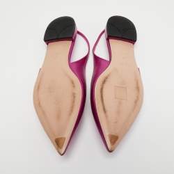 Pre Owned Prada Metallic Pink Saffiano Leather Bow Slingback Flats Size 39