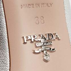 Pre Owned Prada Silver Leather Crystal Embellished Mules Size 38