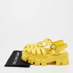 Pre Owned Prada Sunny Yellow Rubber Soft Cage Platform Sandals Size 39