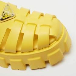 Pre Owned Prada Sunny Yellow Rubber Soft Cage Platform Sandals Size 39