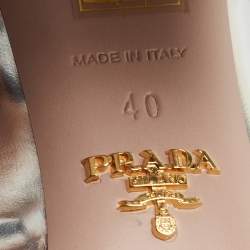 Pre Owned Prada Silver Patent Leather Crisscross Embellished Sandals Size 40