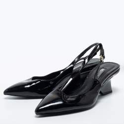 Pre Owned Prada Black Patent Leather Pointed Toe Slingback Pumps Size 40