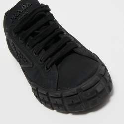 Prada Black Nylon Lug Sole Platform Low Top Sneakers Size 38