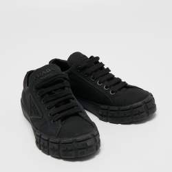 Prada Black Nylon Lug Sole Platform Low Top Sneakers Size 38