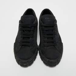 Prada Black Nylon Lug Sole Platform Low Top Sneakers Size 38