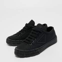 Prada Black Nylon Lug Sole Platform Low Top Sneakers Size 38
