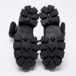 Pre Owned Prada Black Leather Monolith Boots Size 39