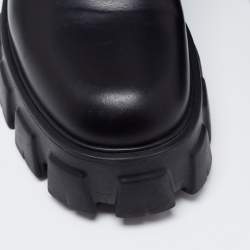 Pre Owned Prada Black Leather Monolith Boots Size 39
