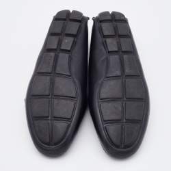 Pre Owned Prada Black Patent Leather Bow Slip On Loafers Size 39.5