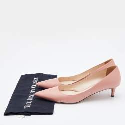 Pre Owned Prada Pink Leather Pointed Toe Kitten Heel Pumps Size 40