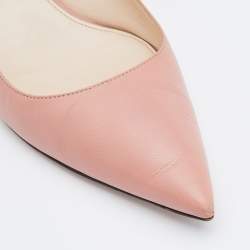 Pre Owned Prada Pink Leather Pointed Toe Kitten Heel Pumps Size 40