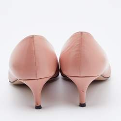 Pre Owned Prada Pink Leather Pointed Toe Kitten Heel Pumps Size 40