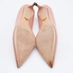 Pre Owned Prada Pink Leather Pointed Toe Kitten Heel Pumps Size 40