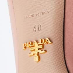 Pre Owned Prada Pink Leather Pointed Toe Kitten Heel Pumps Size 40