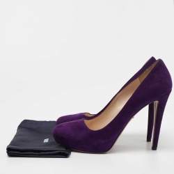 Pre Owned Prada Purples Suede Platform Pumps Size 40