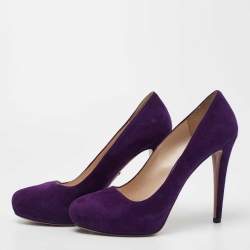 Pre Owned Prada Purples Suede Platform Pumps Size 40