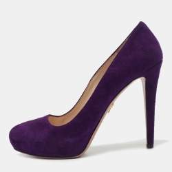 Pre Owned Prada Purples Suede Platform Pumps Size 40