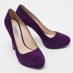 Pre Owned Prada Purples Suede Platform Pumps Size 40