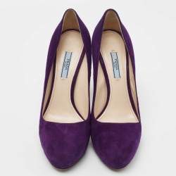 Pre Owned Prada Purples Suede Platform Pumps Size 40
