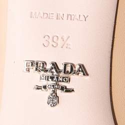 Prada Beige Leather Pointed Toe Mary Jane Bow Pumps Size 39.5