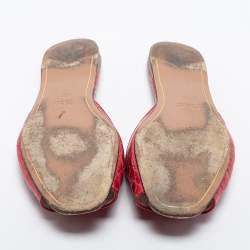 Prada Red Croc Embossed Leather Slides Size 38