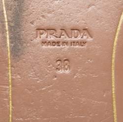 Prada Red Croc Embossed Leather Slides Size 38