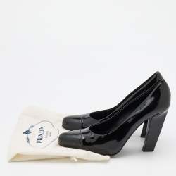 Prada Black Patent Leather Cap Toe Pumps Size 36.5