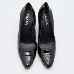 Prada Black Patent Leather Cap Toe Pumps Size 36.5