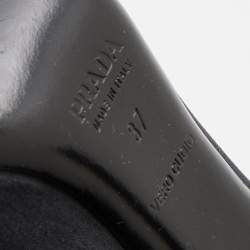 Pre Owned Prada Dark Grey/Black Fabric and Croc Embossed Leather Cap Toe Pumps Size 37