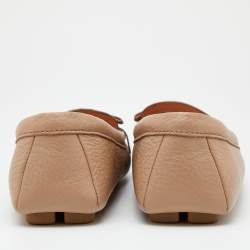 Pre Owned Prada Beige Leather Bow Slip on Loafers Size 39