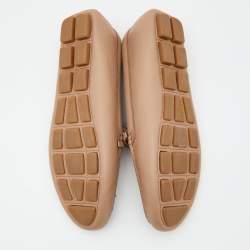 Pre Owned Prada Beige Leather Bow Slip on Loafers Size 39