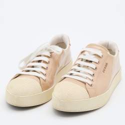 Pre Owned Prada Sport Beige Patent Leather Lace Up Low Top Sneakers Size 40