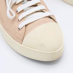 Pre Owned Prada Sport Beige Patent Leather Lace Up Low Top Sneakers Size 40